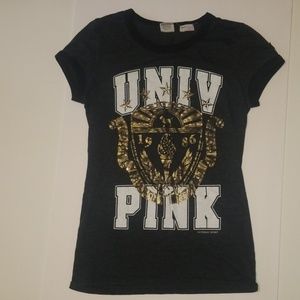 Victoria's Secret Univ Pink crewneck ringer Tshirt